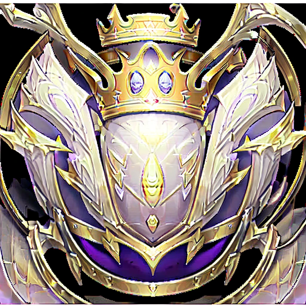 a close up of a purple circular frame with a crown on top. Vector style, vector illustration