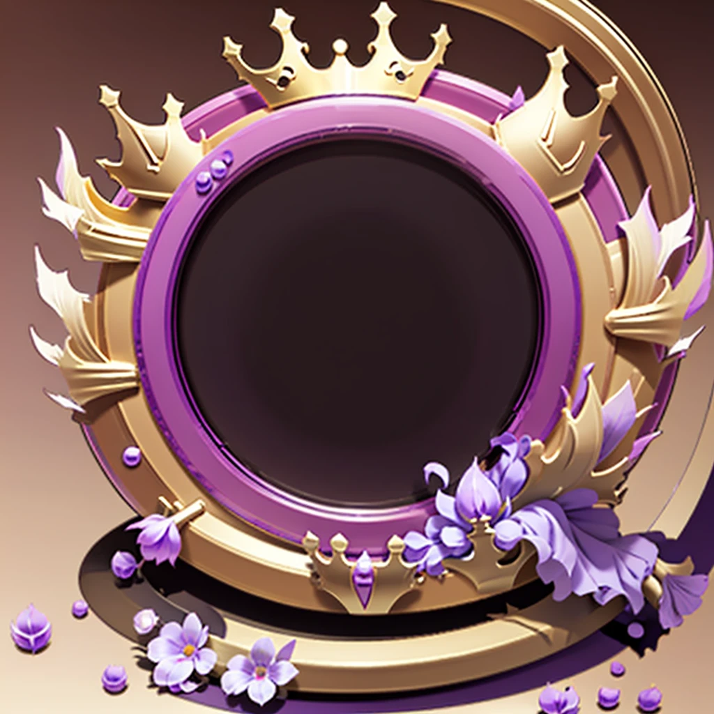 a close up of a purple circular frame with a crown on top. Vector style, vector illustration