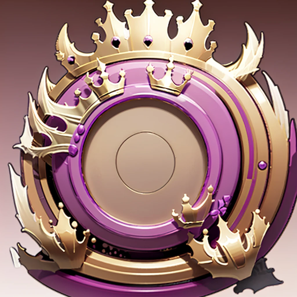 a close up of a purple circular frame with a crown on top. Vector style, vector illustration