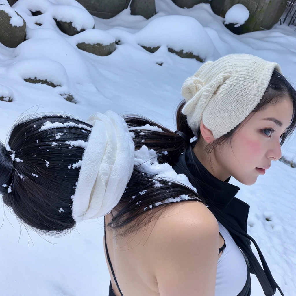 13 years,snow white skin,large breasts,large ass,long black hairs,pony tail
