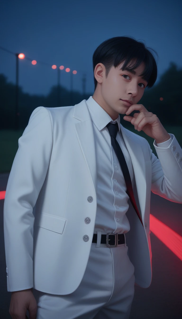 score_9_up, score_8_up, score_7_up, score_6_up,night, Pitch black, By the window, a handsomeboy, White suit, panic, Energy flow, Red Moonlight, black eyes, Facial Ultra Detail, Black short hair, Facial Ultra Detail, Highly realistic, 4K, Chiaroscuro, Ultra-high detail