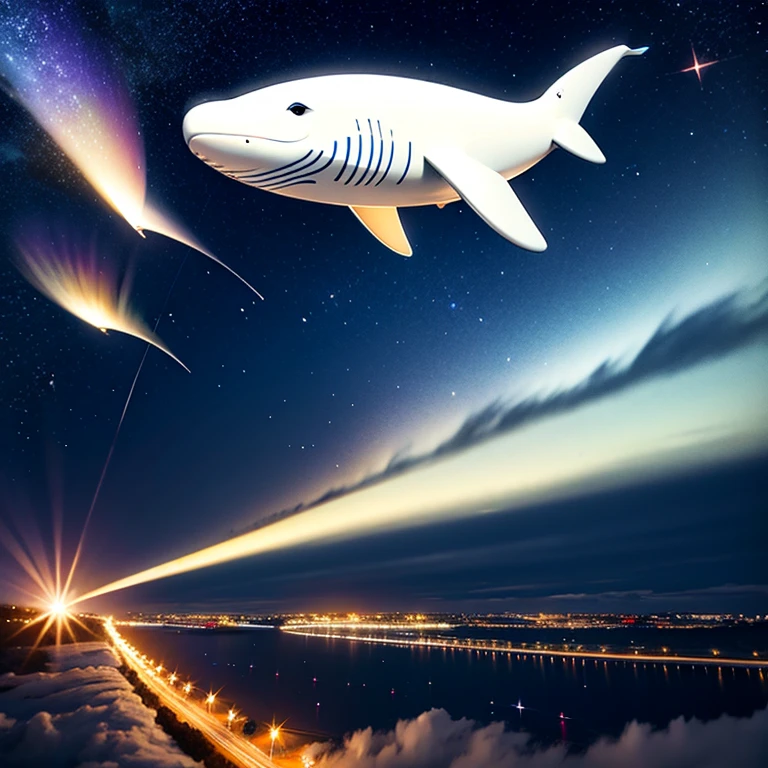 Flying Whale, Night Sky, masterpiece:1.5, Highest quality:1.5