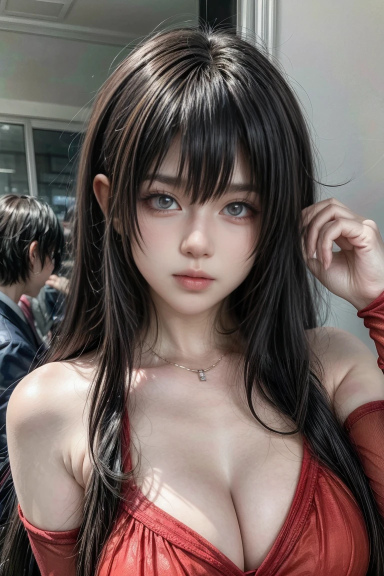 a photo up of a woman in a red dress posing for a picture, anime girl cosplay, anime girl in real life, anime cosplay, attractive anime girl, hyper realistic anime, seductive tifa lockhart portrait, seductive anime girl, beautiful anime woman, beautiful alluring anime woman, photorealistic anime, beautiful anime girl, anime woman, japanese goddess, realistic cosplay, realistic anime.