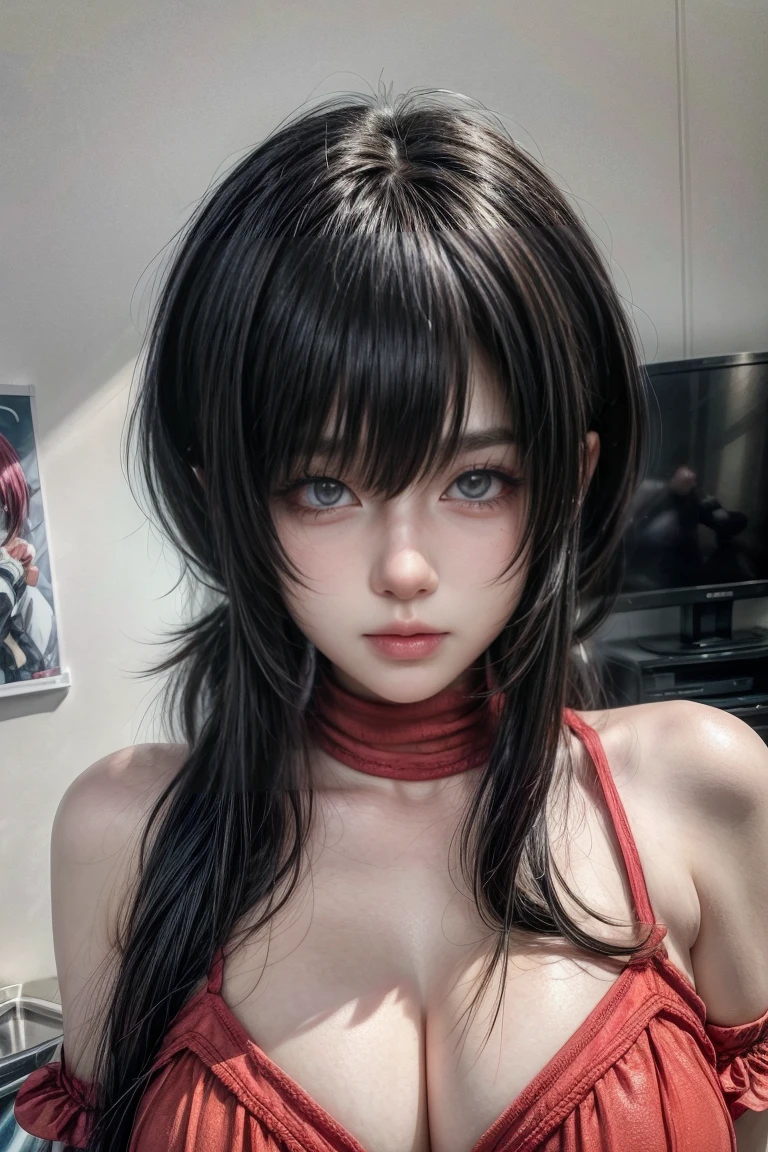 a photo up of a woman in a red dress posing for a picture, anime girl cosplay, anime girl in real life, anime cosplay, attractive anime girl, hyper realistic anime, seductive tifa lockhart portrait, seductive anime girl, beautiful anime woman, beautiful alluring anime woman, photorealistic anime, beautiful anime girl, anime woman, japanese goddess, realistic cosplay, realistic anime.