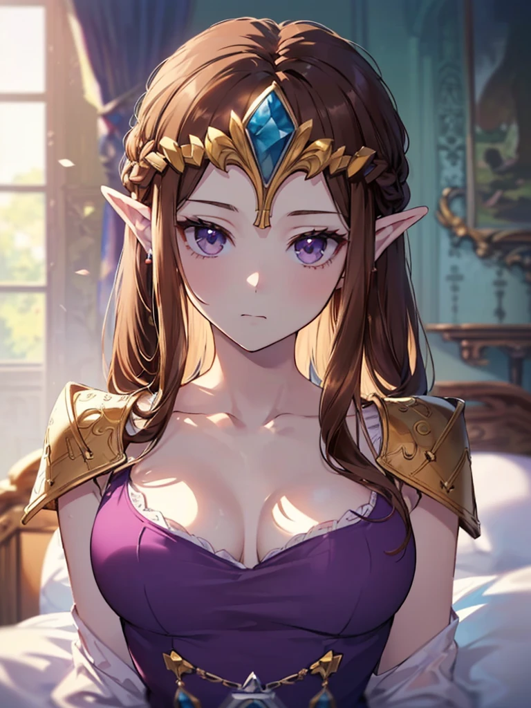 ((Very detailed and 美)),((Face close-up)),((((Exposed breasts)))),()),((Exposed shoulders)),(((()))),(Expressionless)),,((alone))Anime art style,masterpiece,(Highest quality), (Very detailedな),(とても繊細でbeautiful),(alone),(Detailed face ),(((Open both eyes))),(((((Mature Woman,Queen))))),((とてもbeautiful肖像画)),((crinoline)),,((Straight Long Hair),(()),((Open your mouth)),(((Expressionless))),((Purple Blouse)),((Dark brown hair)),,Princess Zelda, ((Highest quality)), (Very detailed), ,(((constrained))),beauty,beautiful,Princess Zelda, Ticker,)),
((At the bed))Nintendo, The Legend of Zelda