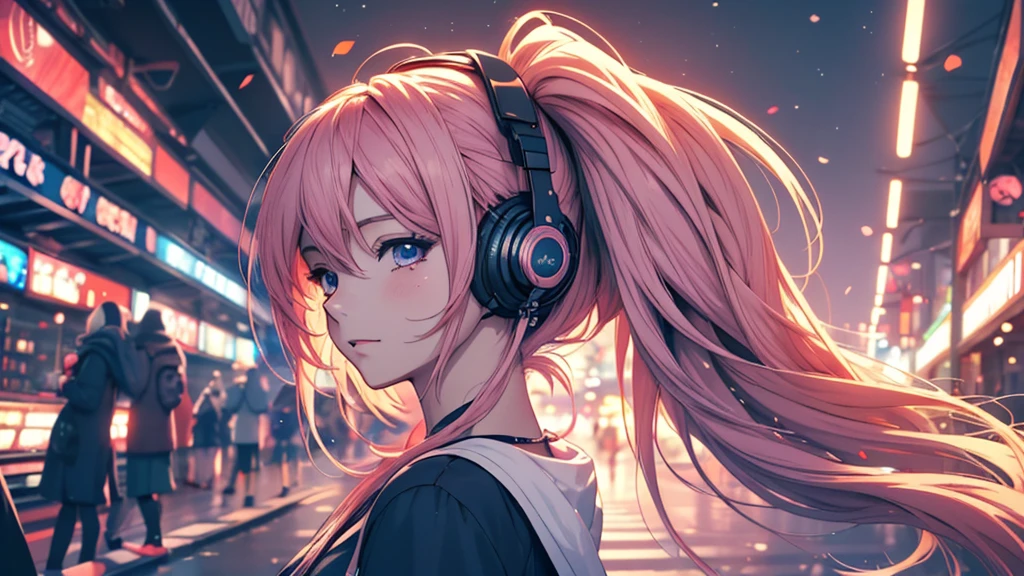 Woman wearing headphones, Anime Style 4 k, anime wallpaper 4k, anime wallpaper 4k, 4k anime wallpaper, anime art wallpaper 4k, anime art wallpaper 4k, Anime Style. 8k, Anime atmosphere, , Ultra HD Anime Wallpaper, Anime Art Wallpaper 8K, Anime Background,landscape、Emotional