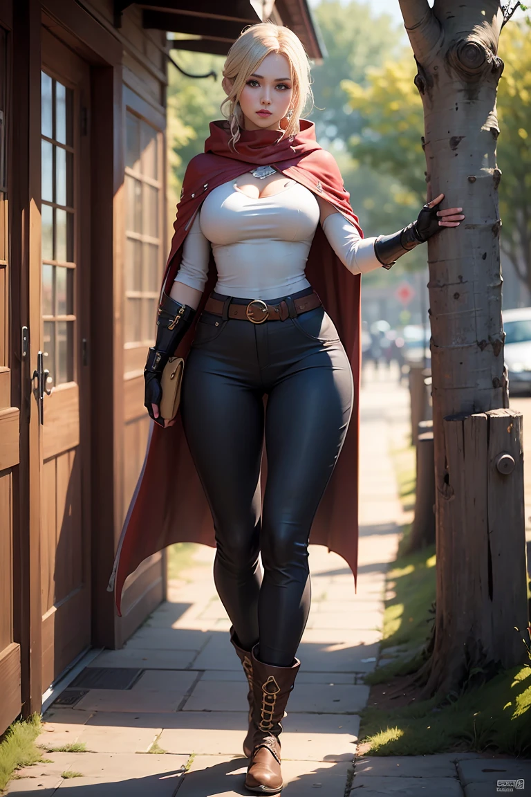 marci,full body,solo,cape,boots,belt,pouch,belt pouch,fingerless gloves,outdoors,
large breasts,pose,(pants,slim legs,long legs:1.4),
masterpiece,best quality,ultra detailed,highres,absurdres,
