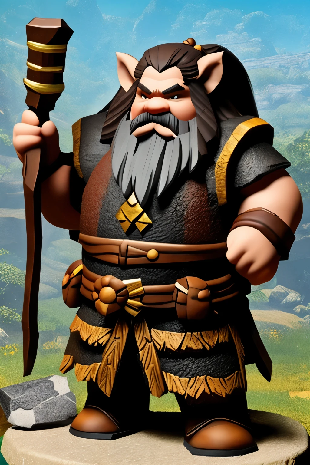 Create a Dwarf with a boar's head in a tavern