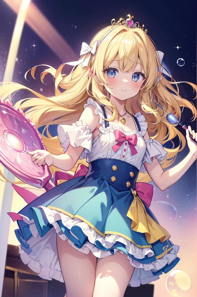 Photorealistic, (masterpiece,Highest quality:1.4),(8k,RAW Photos,Photorealistic:1.2),Not safe at work, Detailed skin,Detailed face,One girl,Princess,Alice in Wonderland,Cute Face, Super Resolution,Retro realistic detailed illustration,,{{{Elaborate,Complicated,wonderful,delicately,extraordinary,Scrupulous,point,Unbelievably,Obsessed,craftsman&#39;s,subtle,celebrity,Skillful,Vibrant, Vivid, Complex}}}, Clearly focused edge, fresh natural gradation, Highest quality, wonderful品質, so beautiful, Absurd,
Pub Sadness,
((yellow, Checkerboard, Frillsの, yellow layered, mini skirt,Overskirt)), ((白いFrillsエプロン)),((shiny Wavy Hair)), crown, Ankle boots, Under the skirt, dress, (((Jumping))), Lift your legs, (Frillsの shirt), ゴシックdress, hair band, Short sleeve, Bow hair, Happy, ;p, Medium Bob,  (Blonde),   ((Wavy Hair)), shimmering eyes, blue eyes, ((yellow hair band)),(((White Frillsの Panties))), (((Skirt flip))), Laughter, blush, dress, Alice (Alice in Wonderland), (Cape), White Frillsの legwear, ((yellow the Bow)), Puff sleeves, Bans, Short sleeve, ((yellow bow ribbon)), Long Hair, (White Frillsの apron), (((tiara))), (((Holding a cute magic wand))). White Frillsの legwear, Frills, yellow ゴシックdress,: q, ((Heart Necklace)), ((ring)), masterpiece, Highest quality, Not safe at work, , , 14, Braided bangs, Arm Garters, Baby Face ,Eyes sparkle, Flat Chest, 
it has been,it has beenii,pastel colour,(Wonderland Garden:1.3),imagine,  ((Soap bubble)), Heart Background, (watercolor),