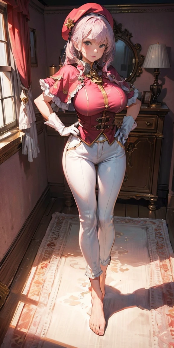 Ultra-realistic 8k CG, beautiful girl with white hair, blue eyes, open mouth, puffy, plump body, corset breast, fleshy thighs, white patterned stockings, high heels, full body, looking at the audience, symmetry,