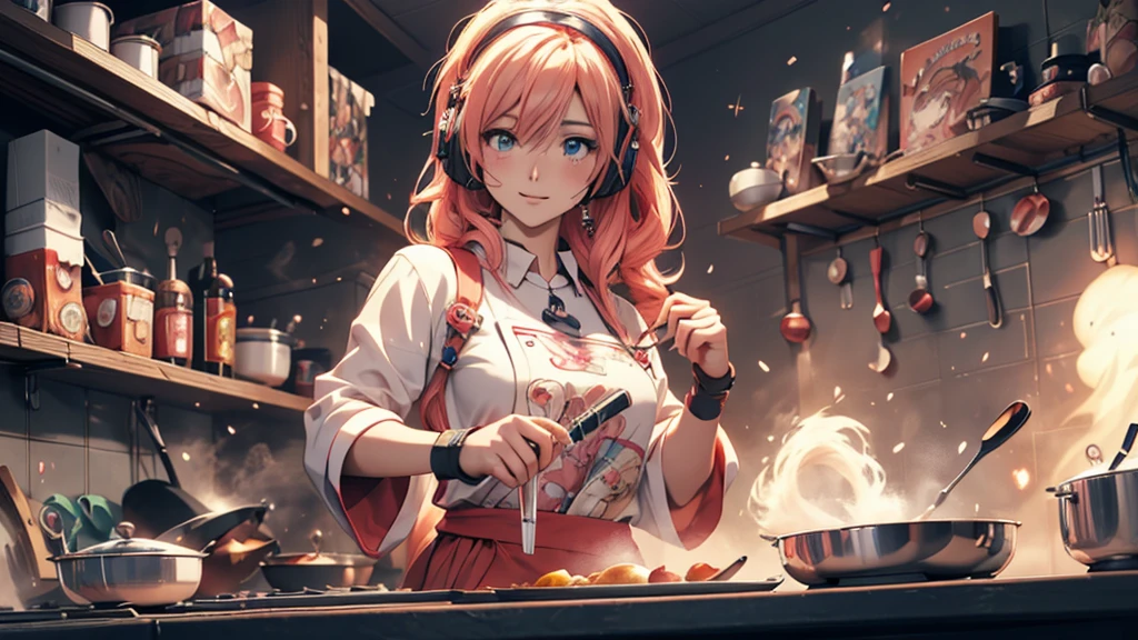Woman wearing headphones, Anime Style 4 k, anime wallpaper 4k, anime wallpaper 4k, 4k anime wallpaper, anime art wallpaper 4k, anime art wallpaper 4k, Anime Style. 8k, Anime atmosphere, , Ultra HD Anime Wallpaper, Anime Art Wallpaper 8K, Anime Background,landscape、cooking、cooking