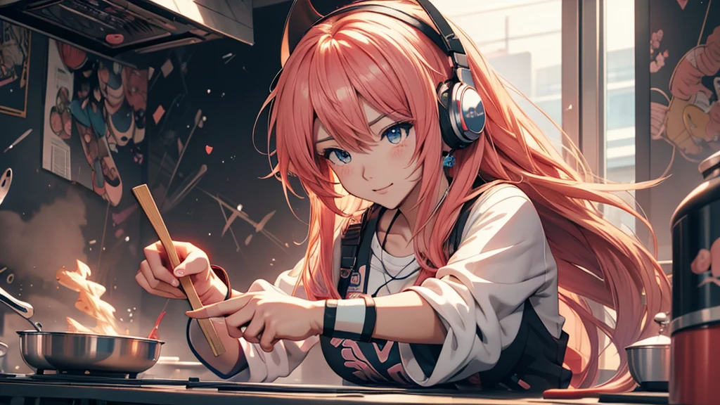 Woman wearing headphones, Anime Style 4 k, anime wallpaper 4k, anime wallpaper 4k, 4k anime wallpaper, anime art wallpaper 4k, anime art wallpaper 4k, Anime Style. 8k, Anime atmosphere, , Ultra HD Anime Wallpaper, Anime Art Wallpaper 8K, Anime Background,landscape、cooking、cooking