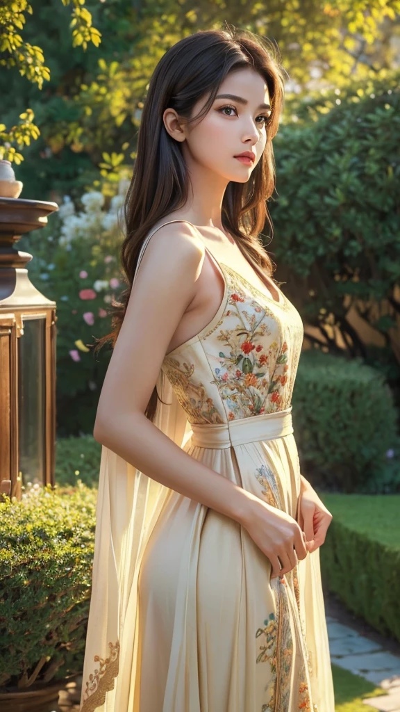 (best quality,4k,8k,highres,masterpiece:1.2),ultra-detailed,(realistic,photorealistic,photo-realistic:1.37),clear lines,light and dark photography,canon photography,crystal clear,detailed eyes and lips,beautiful woman,Tai dress,Shan dress,traditional dress,slim fit dress,Pretty Buttocks, long Hair, Instagram Pattern Pose, standing cute pose, confident, slim girl, big tits:1.2, perfect anatomy, perfect symmetry:1.2, Realistic, realistic face:1.3, perfect face, content, confident, very detailed, and dramatic, cinematic lighting, Lighting scene, soft lights
graceful movement, full body photography, (((masterpiece :1.5))), vibrant colors,exquisite embroidery,detailed patterns,graceful posture,serene expression,natural lighting,rich textures,depth and dimension,warm color tones,gorgeous background scenery,beautiful garden,floral elements,fine brushstrokes,artistic composition,natural poses,photogenic,model-like appearance, full body photography, photorealistic ...