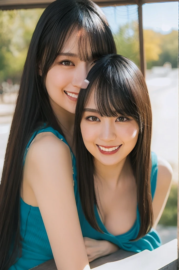 a woman,1 girl,black hair, hair bobbles, longeyelashes, solid circle eyes, light smile, mole under eye, piercing, light smile, shy, puckered lips, Surrealism, drop shadow, stereogram, ass pov, atmospheric perspective, depth of field, first-person view, f/1.8, 8K, super detail, ccurate, best quality, highres, best quality,full body,professional lighting,Cleavage