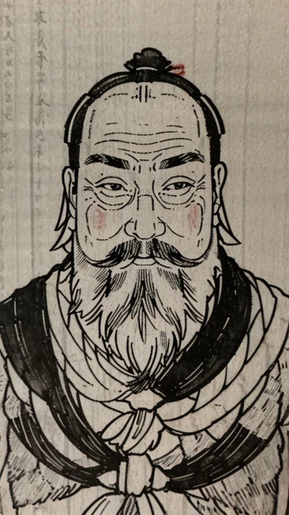 (((whole body))),((Monochrome)),(((Ink Painting))),Oriental、Men in ancient Chinese costumes、(ancient chinese hairstyle male)、As seen in the Romance of the Three Kingdoms々military commander、Highest quality、masterpiece、Ultra-high resolution、(Realistic:1.4)、Game Poster、Crisp and beautiful image quality、beard、Embroidered cloth wrapped around a bun、whole body ,(Skin of color, ),(beard):1.2), (Very detailed, bloom:1.5), (Highest quality, Concept Art, 4K), (analog:1.2), (high sharpness), (Detailed pupil:1.1), Detailed face and eyes, masterpiece, Highest quality, (Very detailed photos:1.1), 8k, (Dynamic Short Hair), (PurerosFace_v1:0.2), [:(Detailed face:1.2):0.2], sharp, Shadow, 