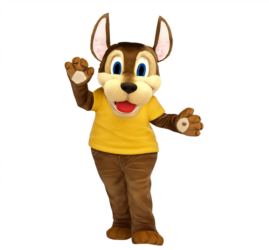 design of character, highy detailed, digitl art, cinematic lighting, White background, make this dog realistic with incredible details, ultra realistic textured, richly detailed texture details, glare reflection in the eyes, happy dog smiling, happy, with dog mustache, realistic mustache hair, mouth with tongue teeth, detailed mouth, with lingual teeth and happy