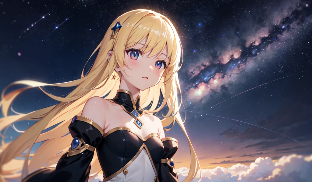 空のstarを眺めるアニメの女の子, The girl stares into space, Space Hair Anime Girl, girl in space, star(empty) star空_empty, With the Milky Way in the background, star空の空間で, near a galaxy, Anime Art Wallpapers 8K, 背景の流れstar, 空のstar, Anime Rapunzel Girl, Space Sky,sexy