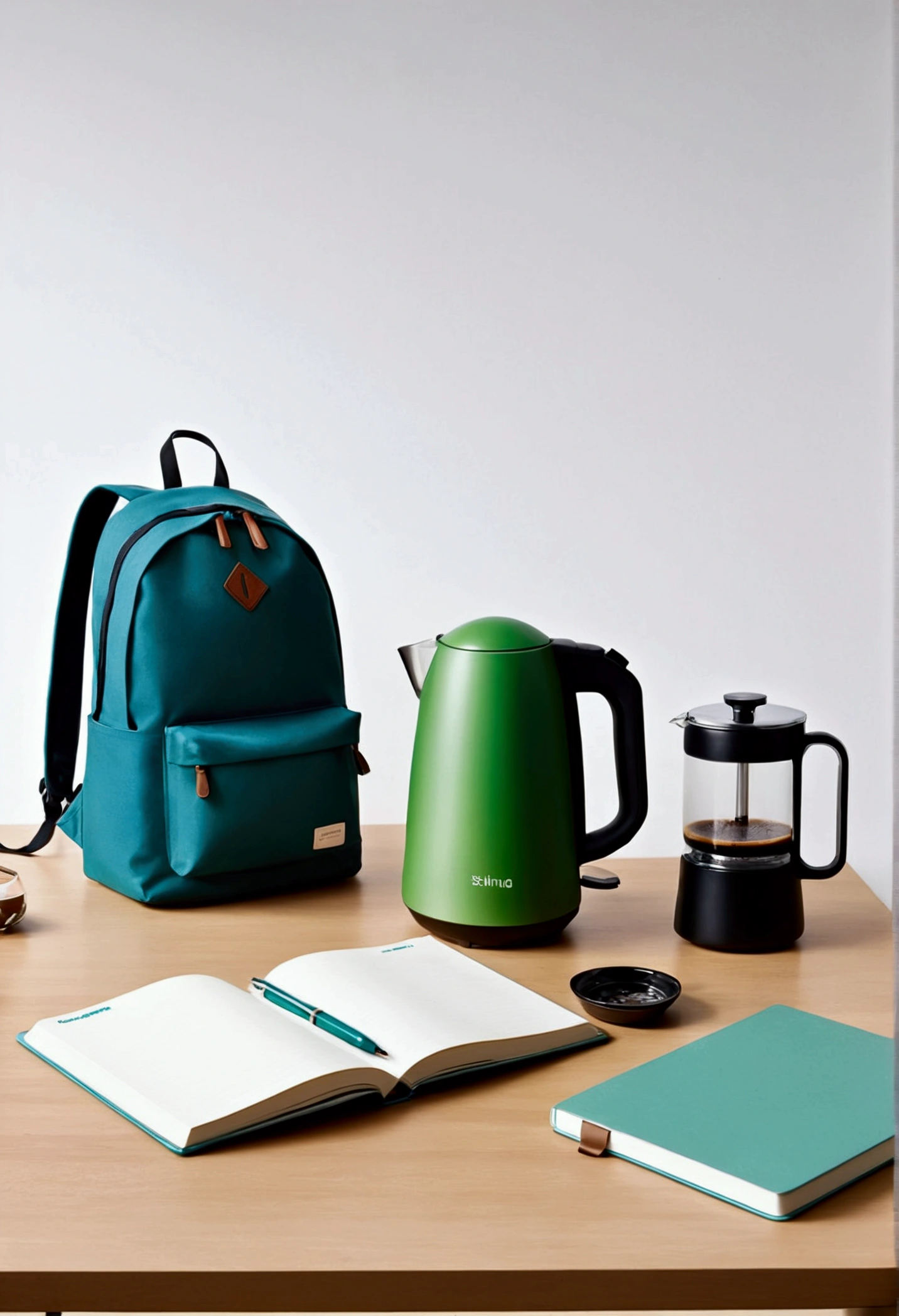 Cultural and creative design，Taiping Life Insurance Company，Coffee machine，Grinder，notebook，pen，Backpack，blue，green，Minimalism现代设计，Technology，Simplicity，Minimalism，