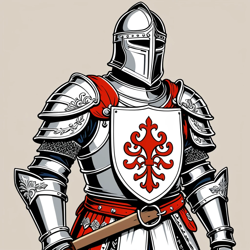 hungarian knight in nordic folk outfit, vector graphics, strong contours