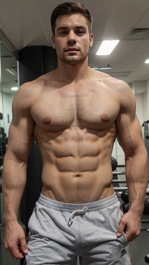 White man at the gym, normal body