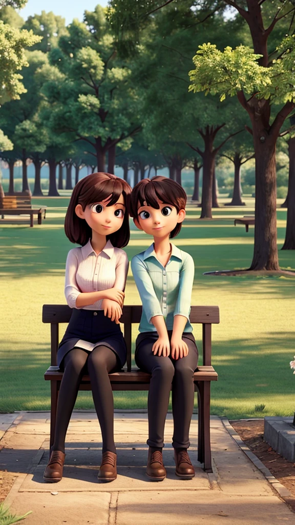 A couple seat in a beautiful park. 