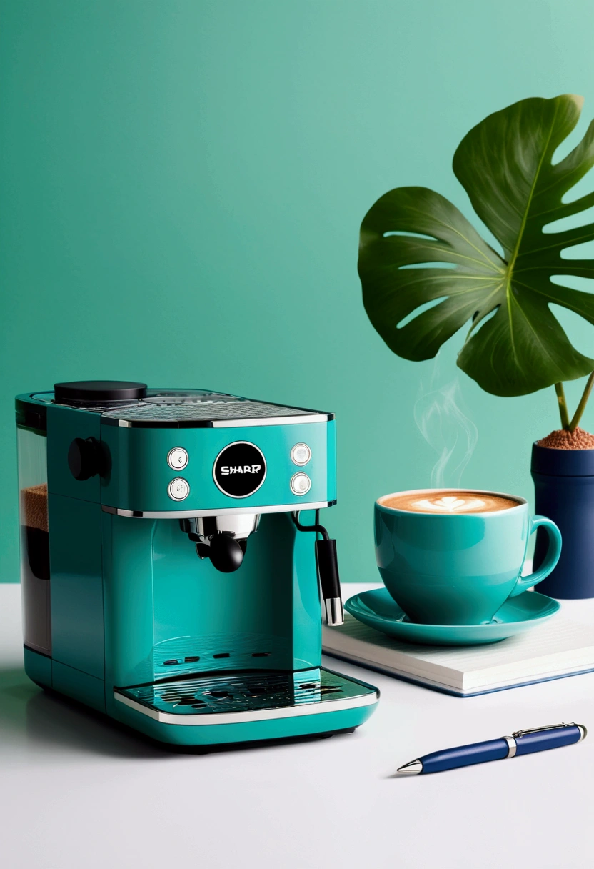 Cultural and creative design，Taiping Life Insurance Company，Coffee machine，Grinder，notebook，pen，Backpack，blue，green，Minimalism现代设计，Technology，Simplicity，Minimalism，

