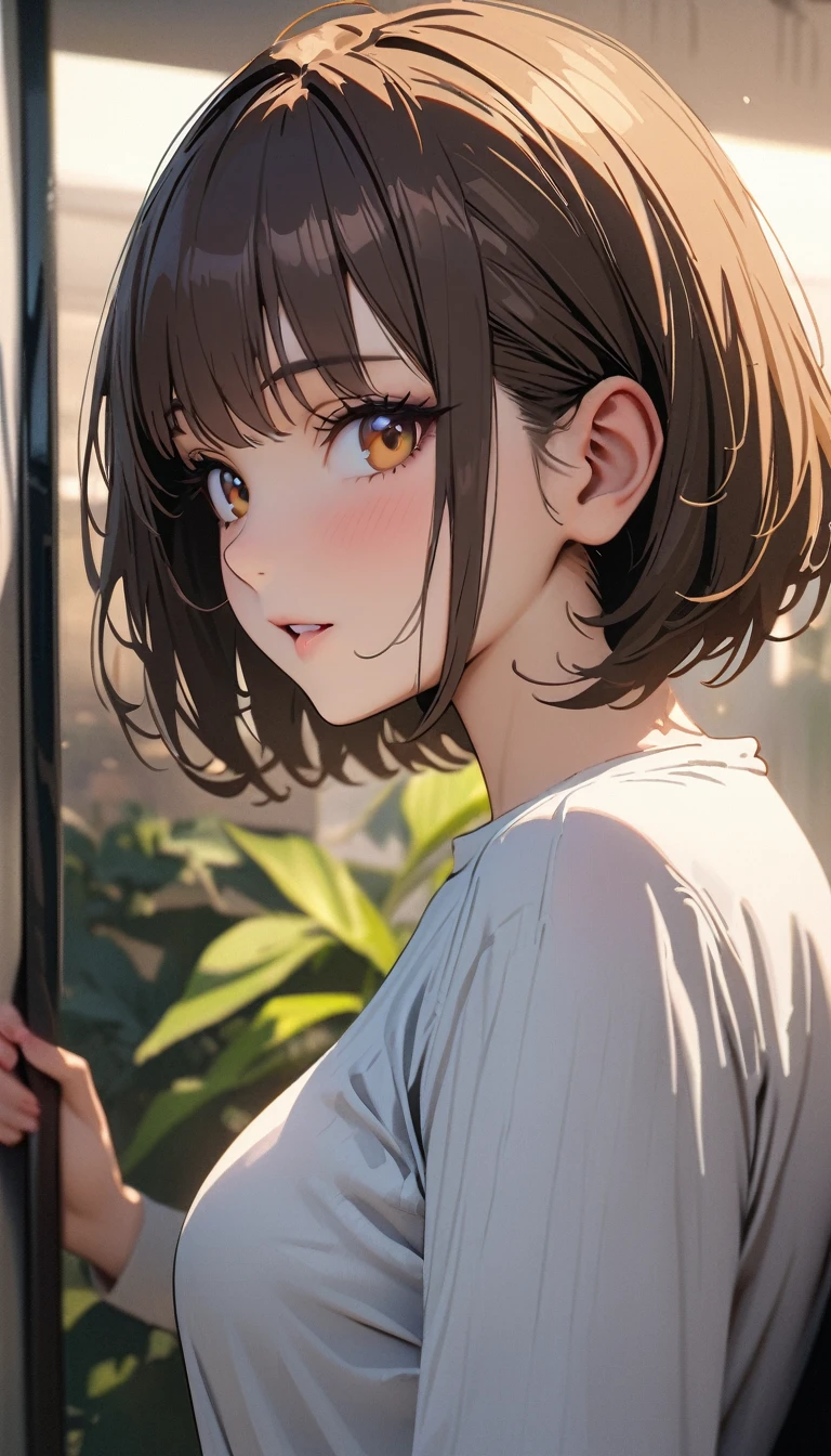 masterpiece , modern, Verism, masterpiece, super detail, best quality, 4K ,23 years old,woman,Short Bob,Brown Hair