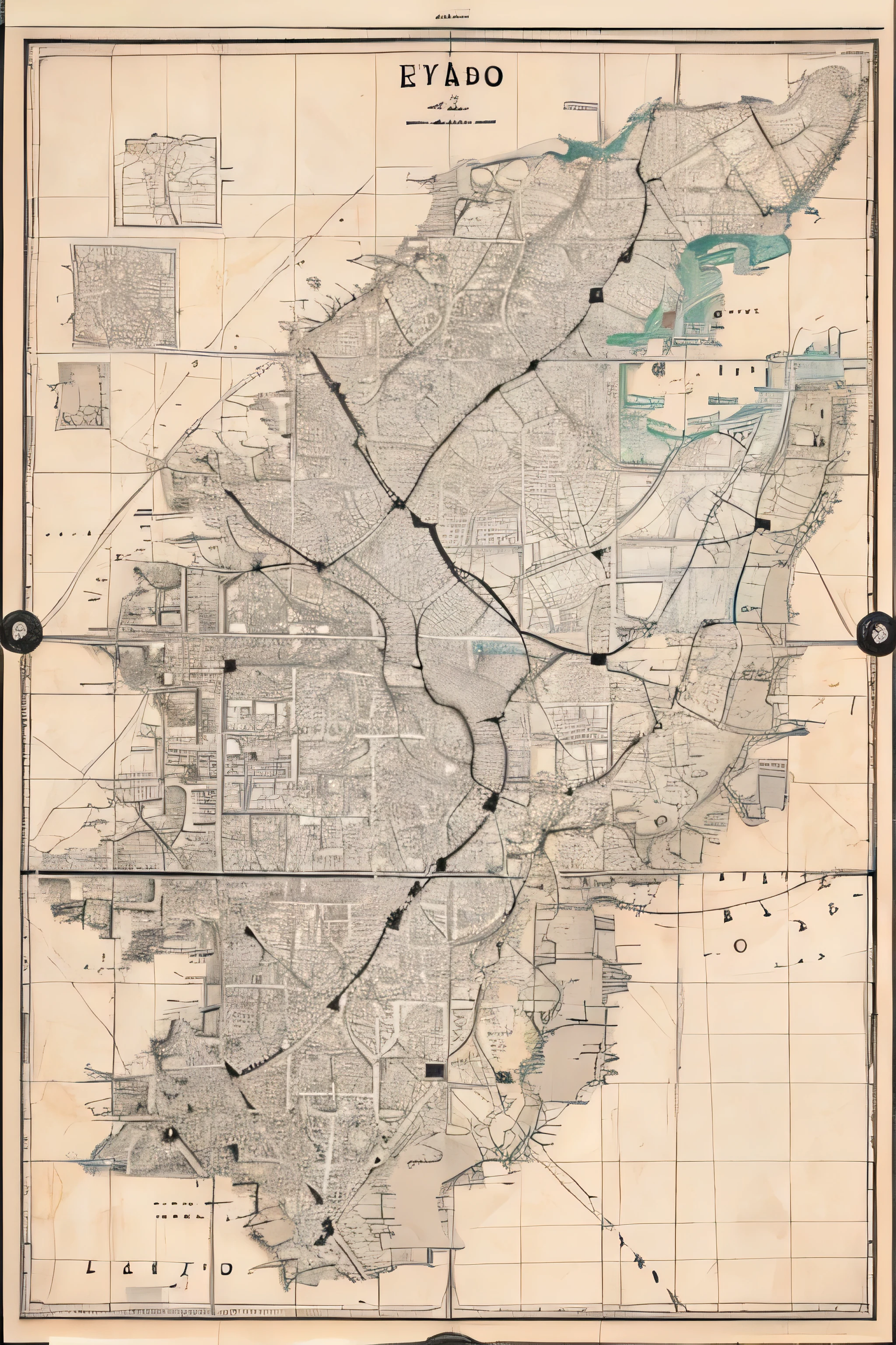 a map of a city drawn in a bird's eye view (e.g. Budapest). for computer games. black and white. old map style