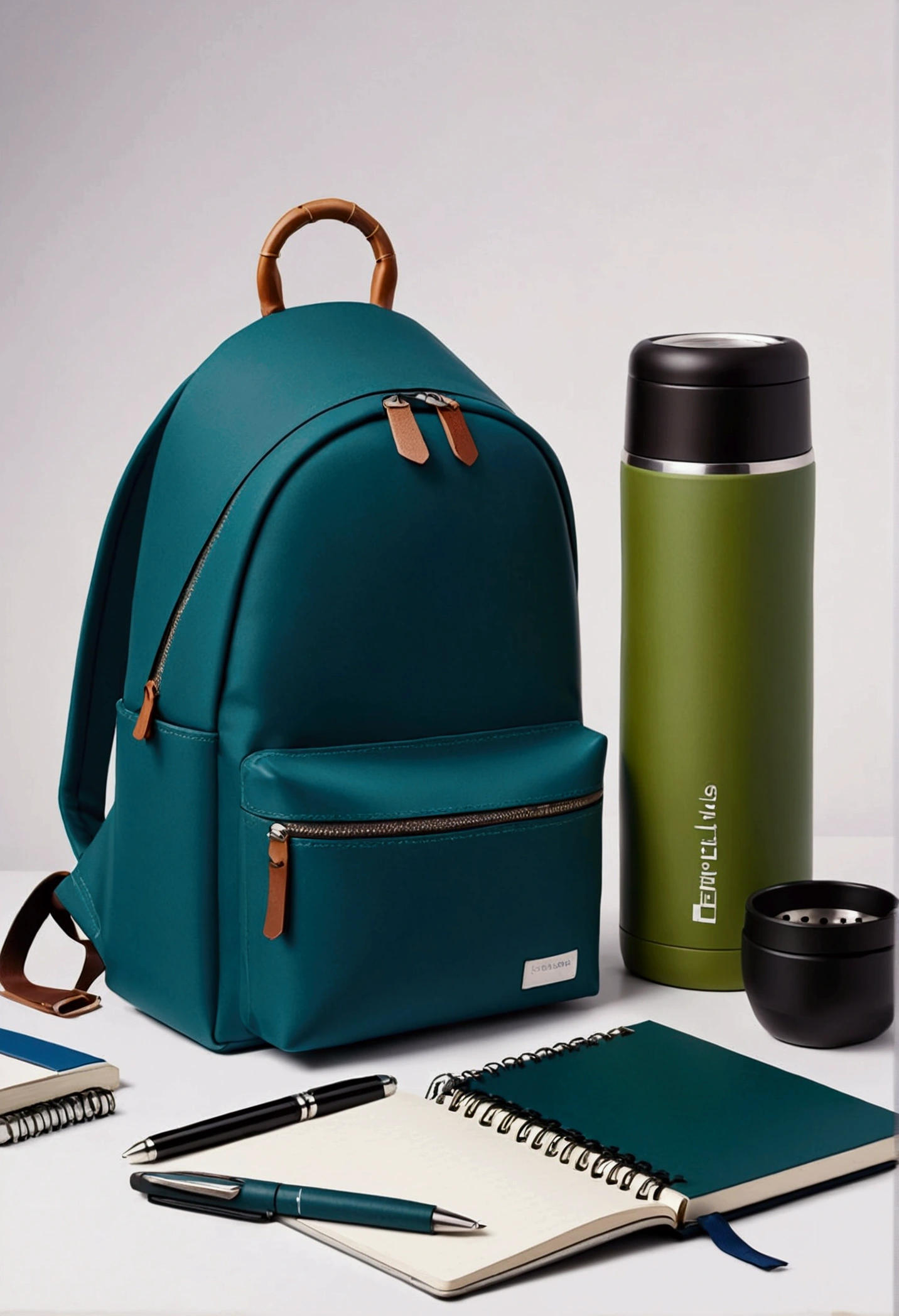 Cultural and creative design，Taiping Life Insurance Company，Grinder，Thermos Cup，notebook，pen，Backpack，blue，green，Minimalism现代设计，Technology，Simplicity，Minimalism，

