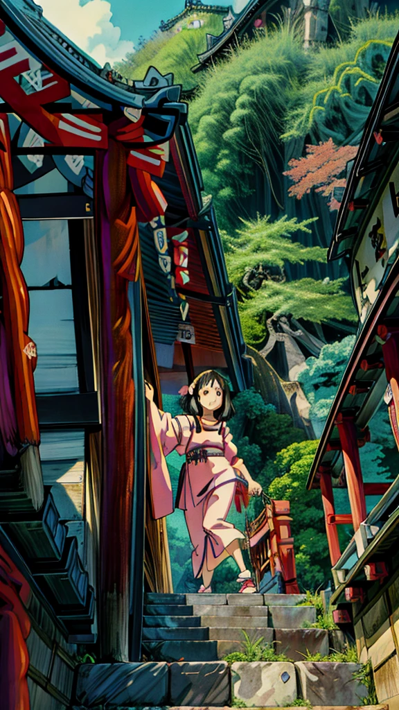 Best quality,(masterpiece:1,2),highres,original,perfect lighting,extremely detailed wallpaper,(extremely detailed CG:1.2),(Japanese manga style:2),Studio Ghibli,Hayao Miyazaki style,high saturation,Rich details,A girl carrying a bag walking down the street,cartoon style,Japanese cartoon, A beautiful artistic illustration, Beautiful digital painting, Highly detailed digital painting, Beautiful digital artwork, Detailed painting 4k, Highly detailed digital painting, The colors are brilliant and rich, Gorgeous numbers