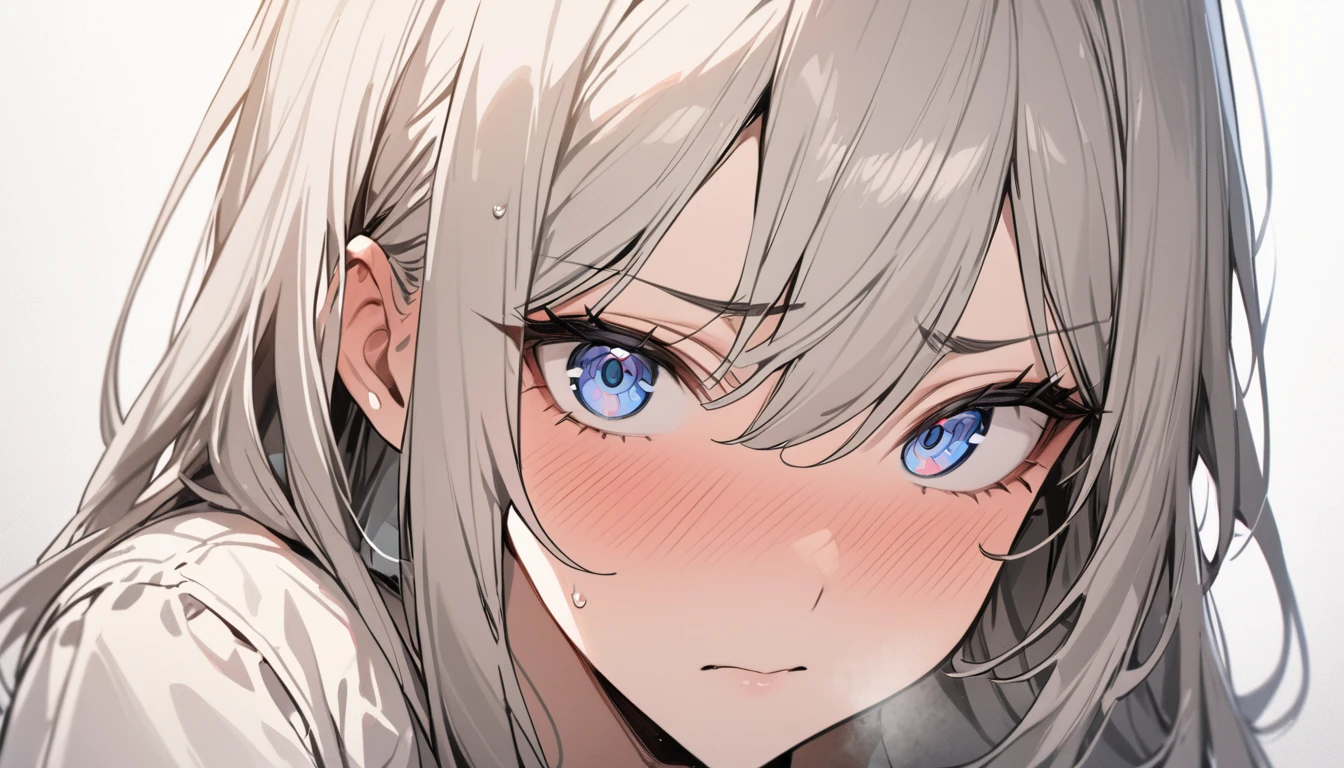 masterpiece, High resolution, perfect face, Korean beautiful high school, 30 years old, beautiful face, white background, embarrassed look, look at the camera, (top quality eyes), detailed texture, look at me, Married woman, cool women, ((high resolution eyes)), hentai