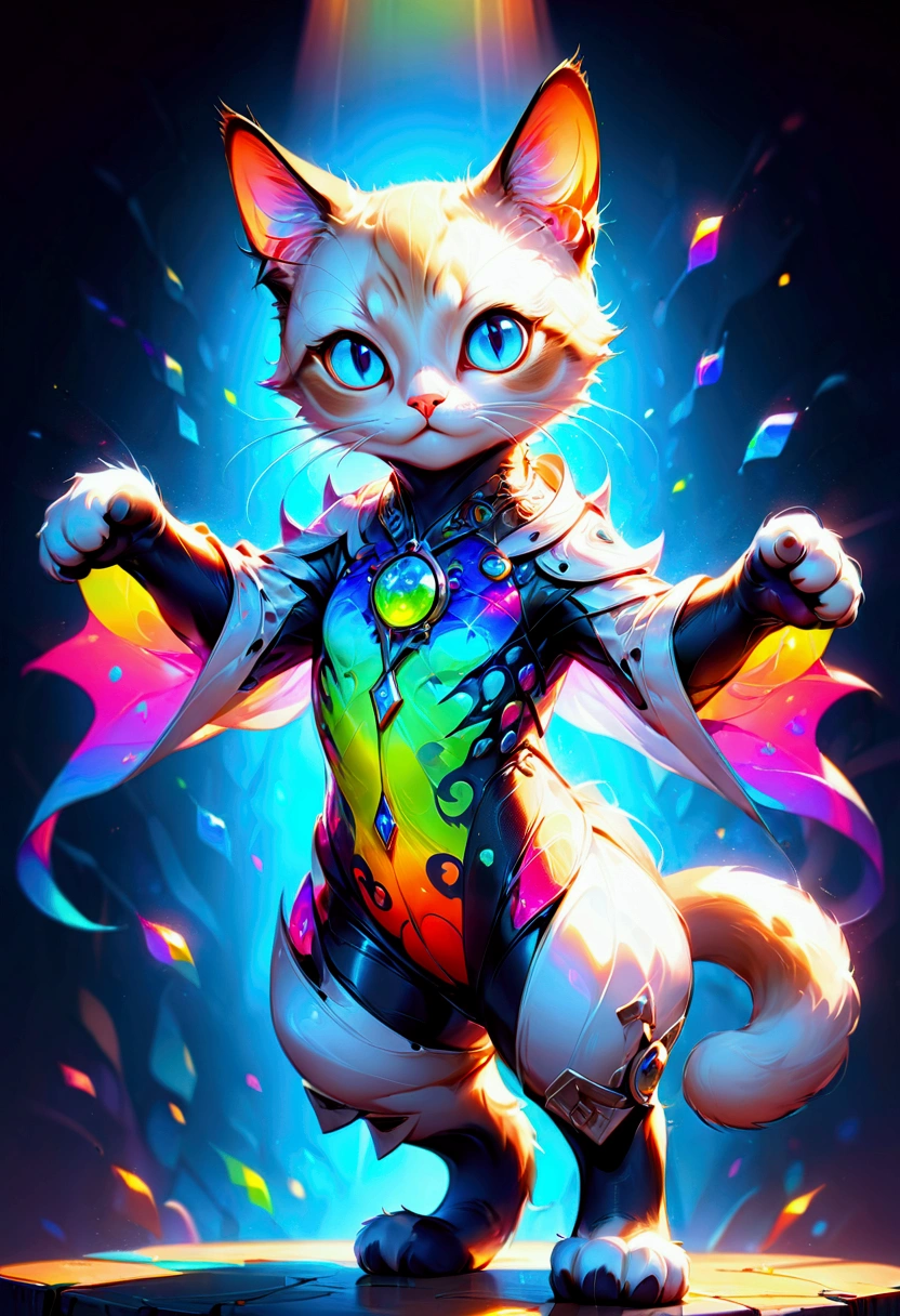 siamese cat, in t-pose, Pixar style, full body, paws up, detailed feline features, cute and adorable, dynamic pose, colorful 3D render, vibrant lighting, studio lighting, ultra-detailed, (4k,8k,highres:1.2), ultra-detailed, masterpiece, best quality, very aesthetic, absurdres