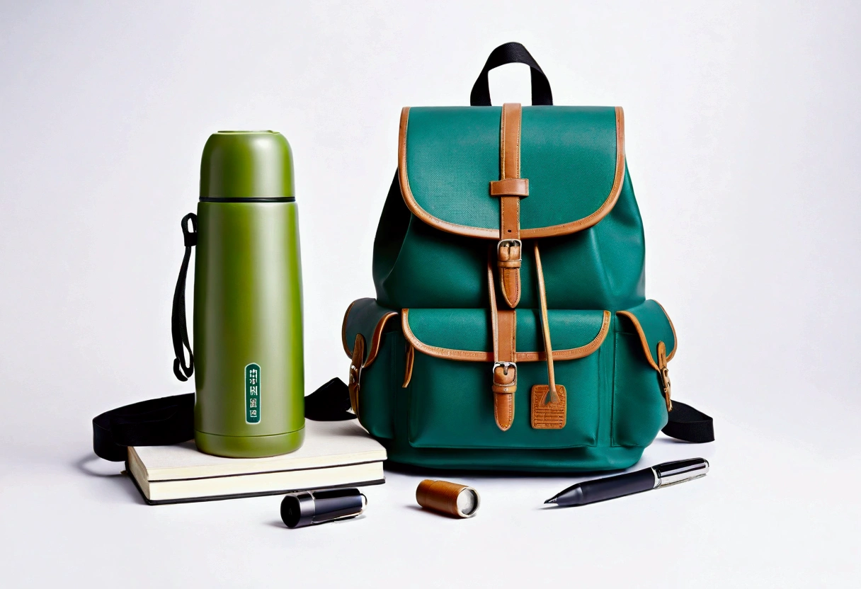 Cultural and creative design，Taiping Life Insurance Company，Grinder，Thermos Cup，notebook，pen，Backpack，blue，green，Minimalism现代设计，Technology，Simplicity，Minimalism，

