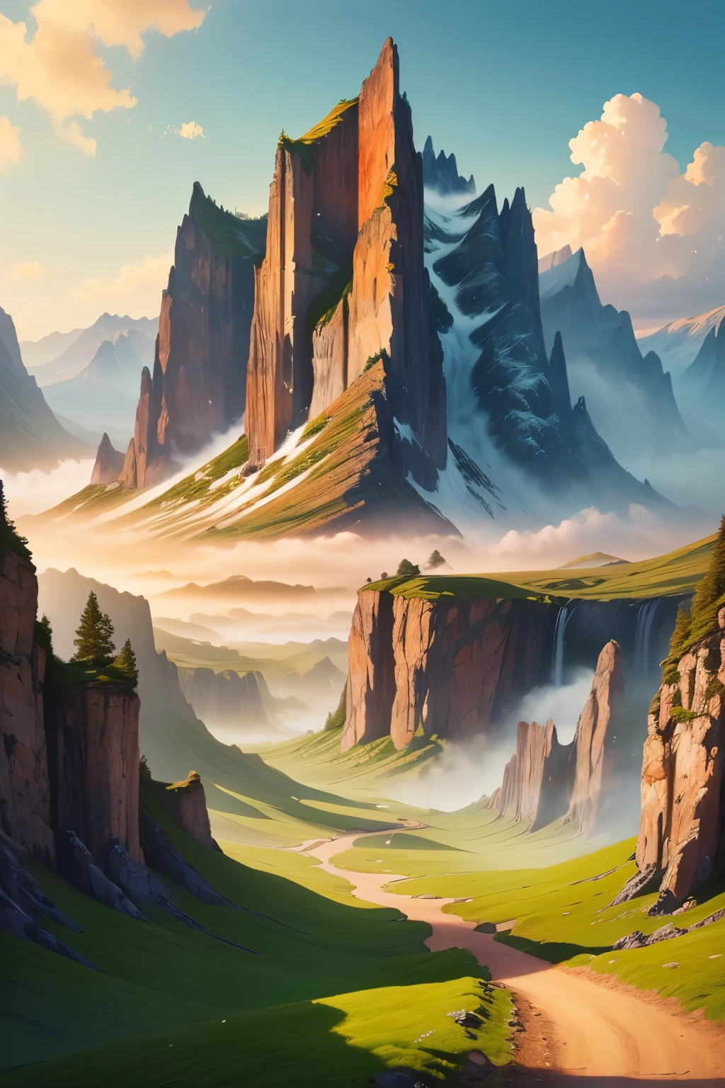 ((best qualityer)), ((work of art)), (detailded), 1 Magnificent landscape like Middle-earth