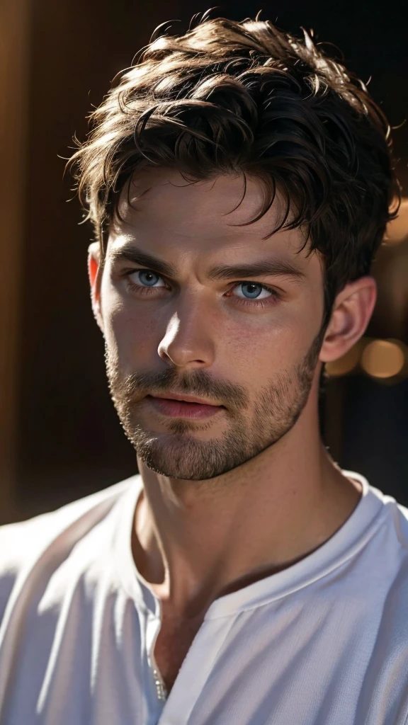 CGI face a photorealistic portrait of Jamie Dornan, extremely detailed facial features, beautiful wet face, tousled hair, intense expression, vivid skin texture, dramatic lighting, cinematic composition, high quality, 8k, hyper realistic