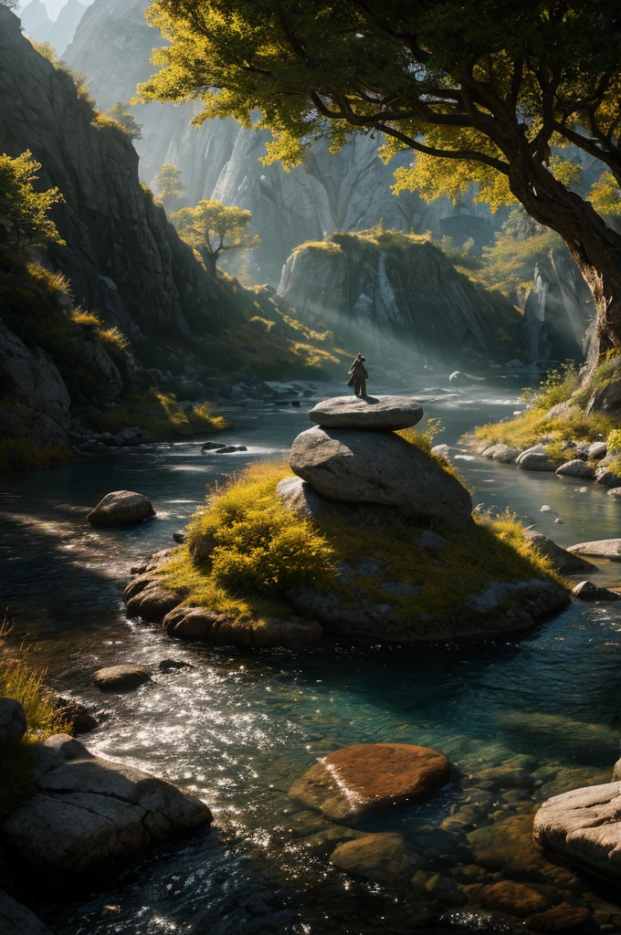 passing stone, ultra detailed fantasy, the ring of fire, realisitic, dnd, RPG, Lotr game design fanart by concept art, behance hd, art station, deviantart, Global Illumination Radiating a Bright Aura Global Illumination Ray Tracing HDR Rendering in Unreal Engine 5