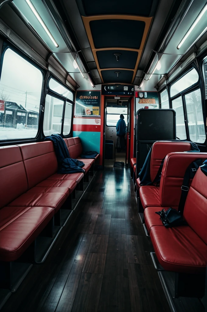 Suddenly, the lights of the bus went off and a strange cold gust came inside.