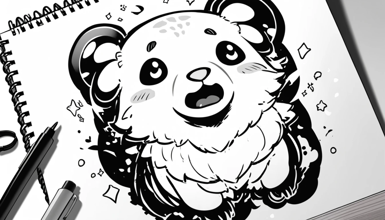 Cute Animal Coloring Book Black and White