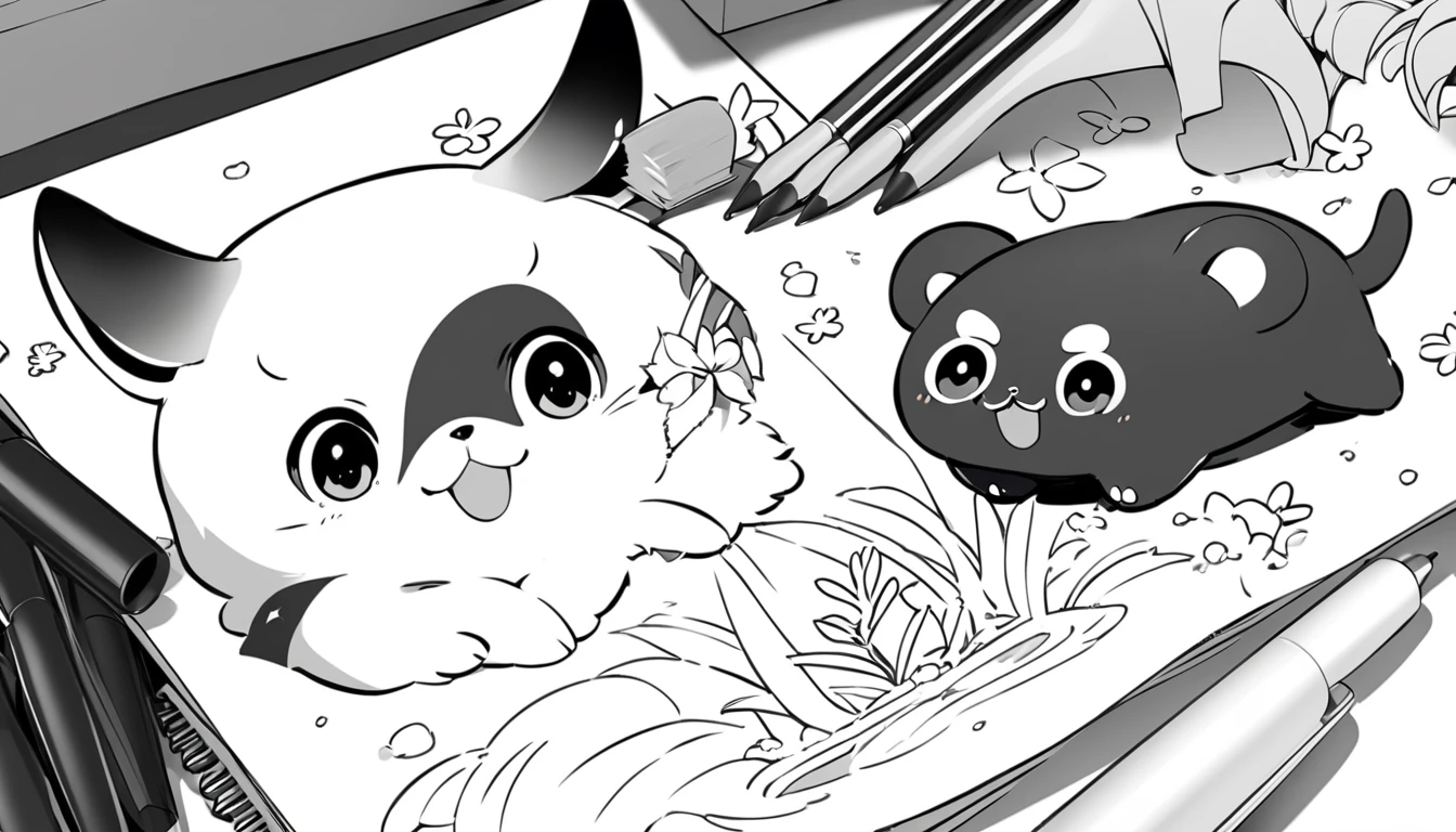 Cute Animal Coloring Book Black and White