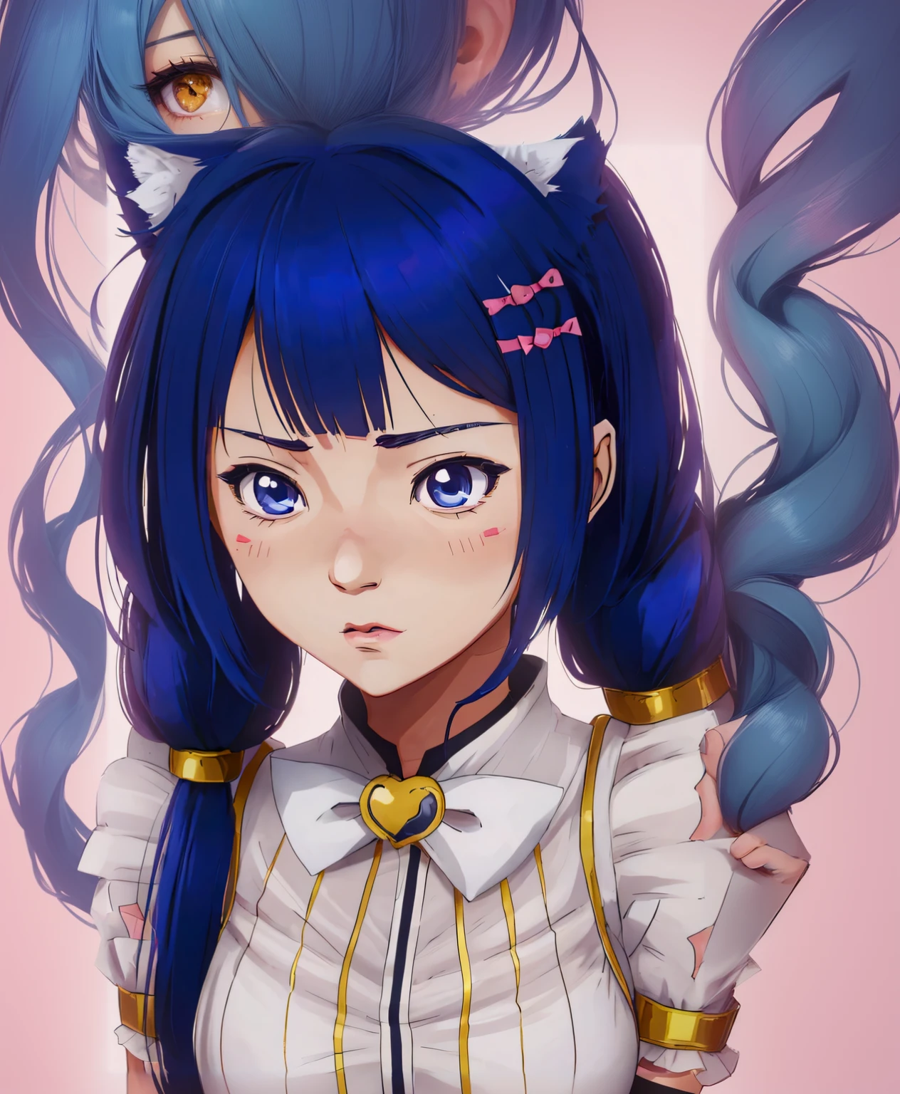 anime girl with blue hair and cat ears on pink background, I&#39;m going to make fanart too, portrait knights of the zodiac girl, made with anime painter studio, portrait anime space cadet girl, close-up of a young anime girl, detailed portrait of anime girl, portrait of an anime girl, realistic anime art style, portrait of a beautiful anime girl, anime style portrait, 