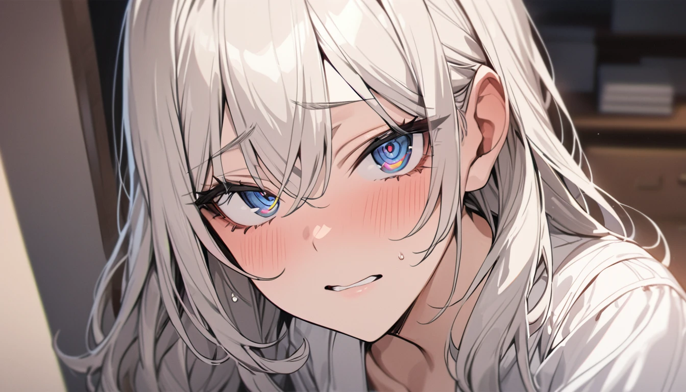 masterpiece, High resolution, perfect face, Korean beautiful high school, 30 years old, beautiful face, white background, embarrassed look, look at the camera, (top quality eyes), detailed texture, look at me, Married woman, cool women, ((high resolution eyes)), hentai