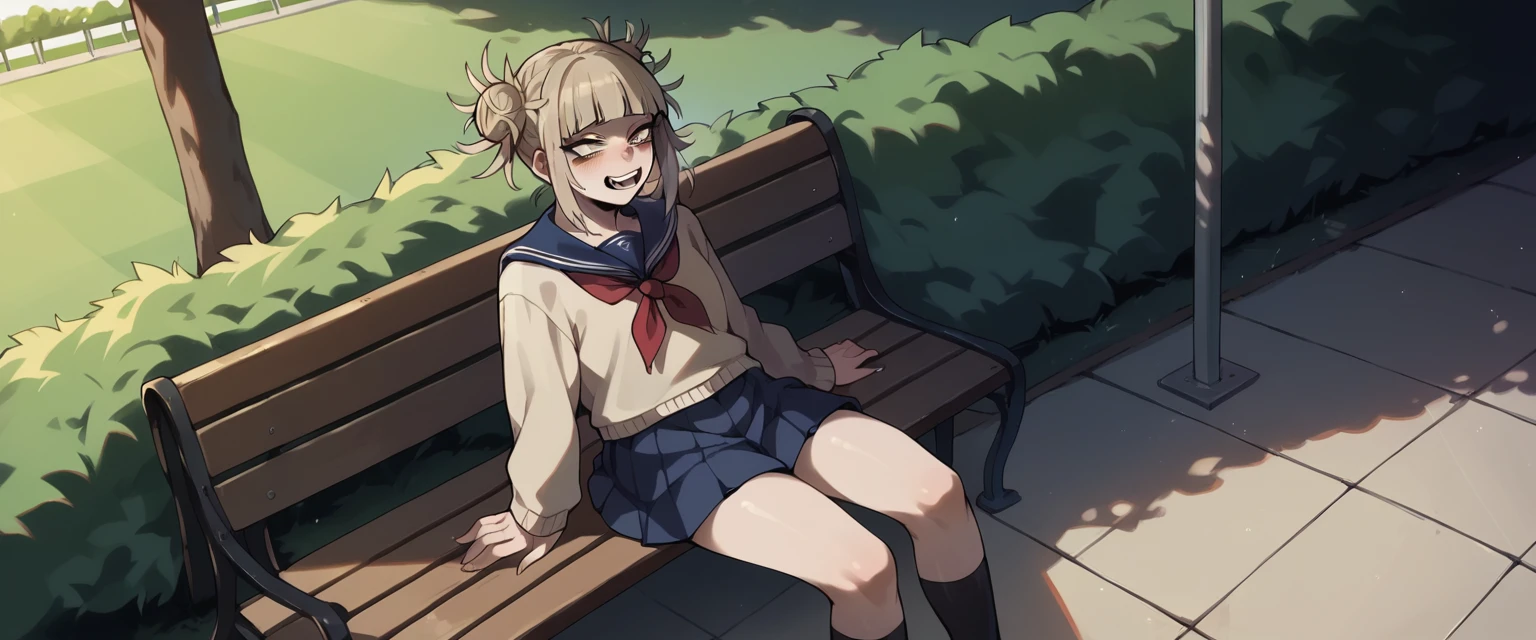 Himiko toga penetrated on a park bench 