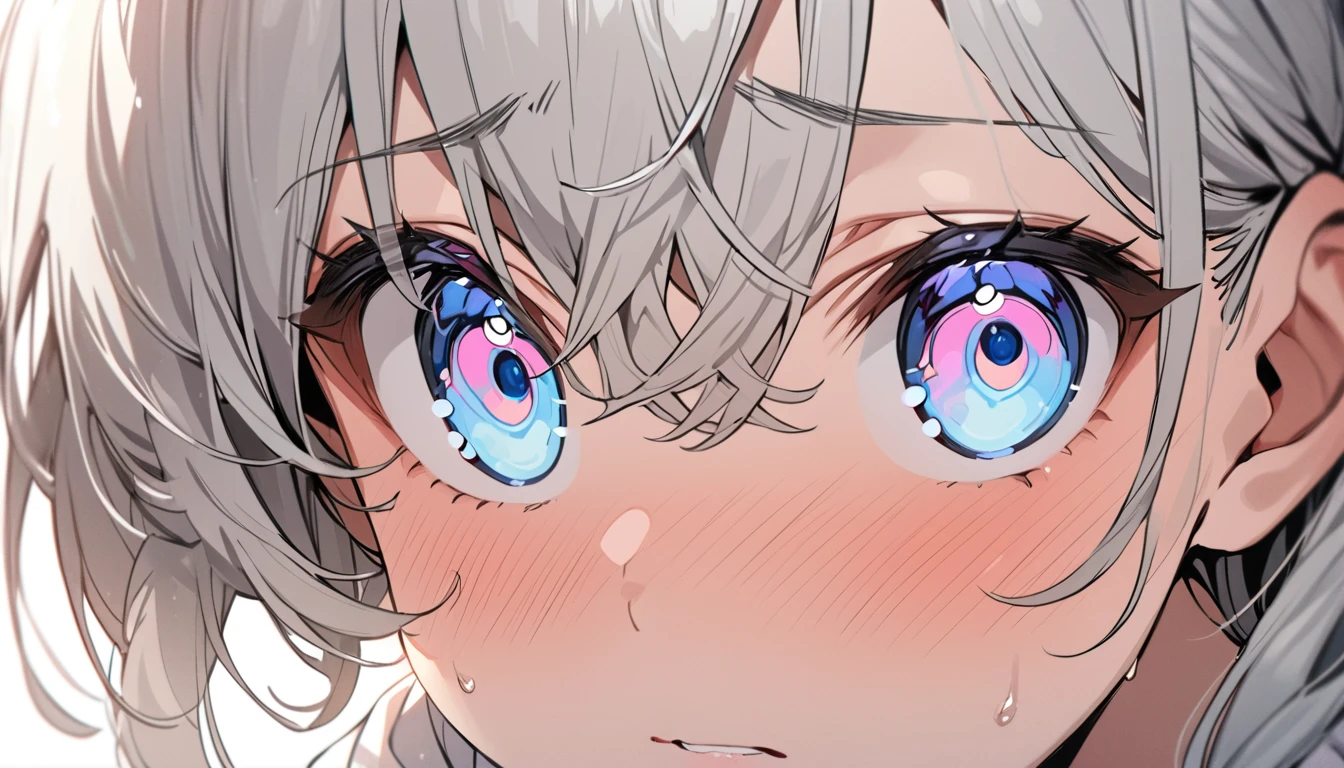 masterpiece, High resolution, perfect face, Korean beautiful high school, 30 years old, beautiful face, white background, embarrassed look, look at the camera, (top quality eyes), detailed texture, look at me, Married woman, cool women, ((high resolution eyes)), hentai