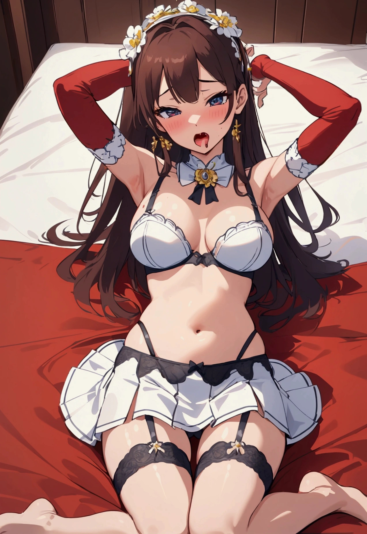 Reimu Hakurei、shrine、Domestic、Beautiful woman、Very thick thighs、Confused eyes、Cold look、Staring at me、Sloppy body、Best image quality、High resolution、masterpiece、super high quality、Thick pubic hair、Screaming orgasm face、White panties、White bra、Very big ass、Very large breasts  、Blushing、4K quality、Blushing、Spread your legs wide、Luxurious chair、Wearing black knee socks、Sweaty all over、Heavy breathing、Shaking breasts、上下にShaking breasts、Angle from the feet