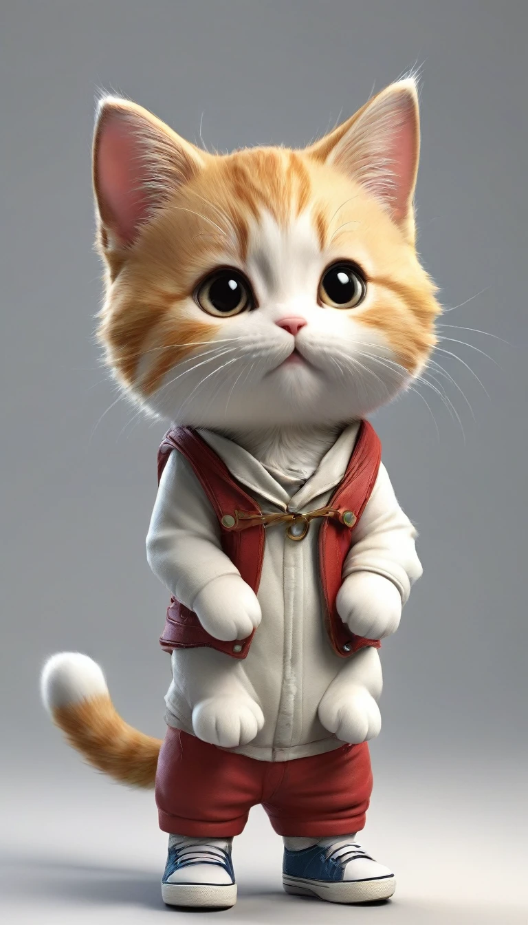 best quality,animal,Cute,no humans,kitten,standing on two legs，hands aside，Brown，Wearing sneakers, no belt