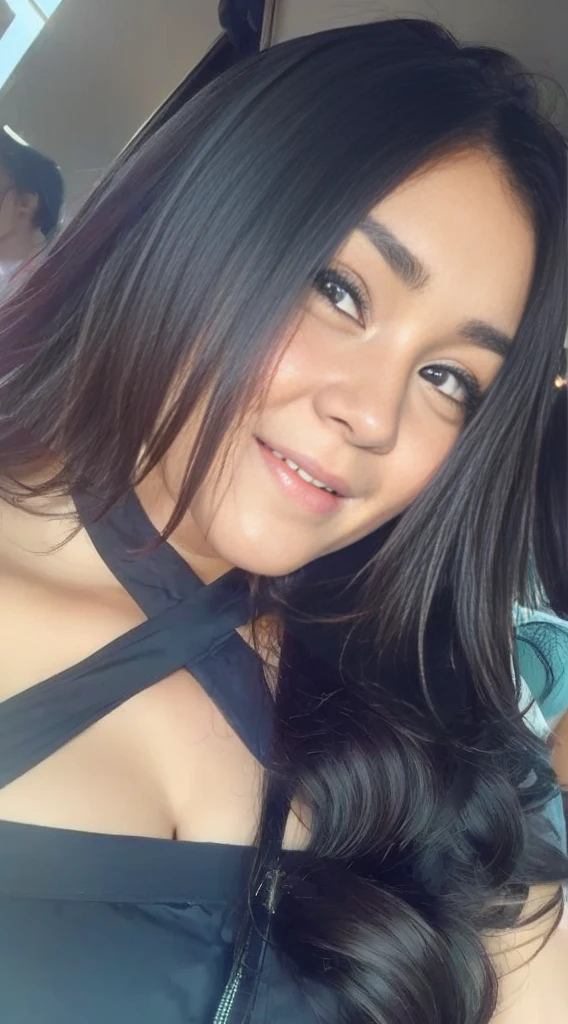 1girl, (Indonesian_high_school), Classroom, detailed face, detailed eyes, huge breasts, shiny skin, looking at the audience, (laughing cute: 1.2), (happy), (8k, RAW photo, best quality, masterpiece: 1.2), (realistic, realistic: 1.37), ultra-high resolution