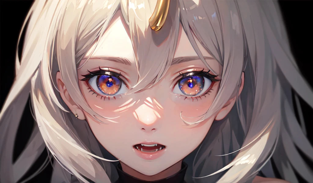 (((Highest quality, 8k, masterpiece: 1.3)), ((Highest quality)), ((masterpiece)), (detailed), Perfect Face, Horn, crazy eyes, Devil's Disciple, Heterochromia of the iris, crazy, Yandere, Demon girl with goat Horn, Highly decorative bodysuit, Demon World, underground, Dim Light, Blue Hair, Gradient Hair, Crescent-shaped earrings, Queen, Wide open chest, gem, diamond, sapphire, ((私の右手はInflammationで覆われています)), Inflammation, long nailed hands, abnormal,sexy