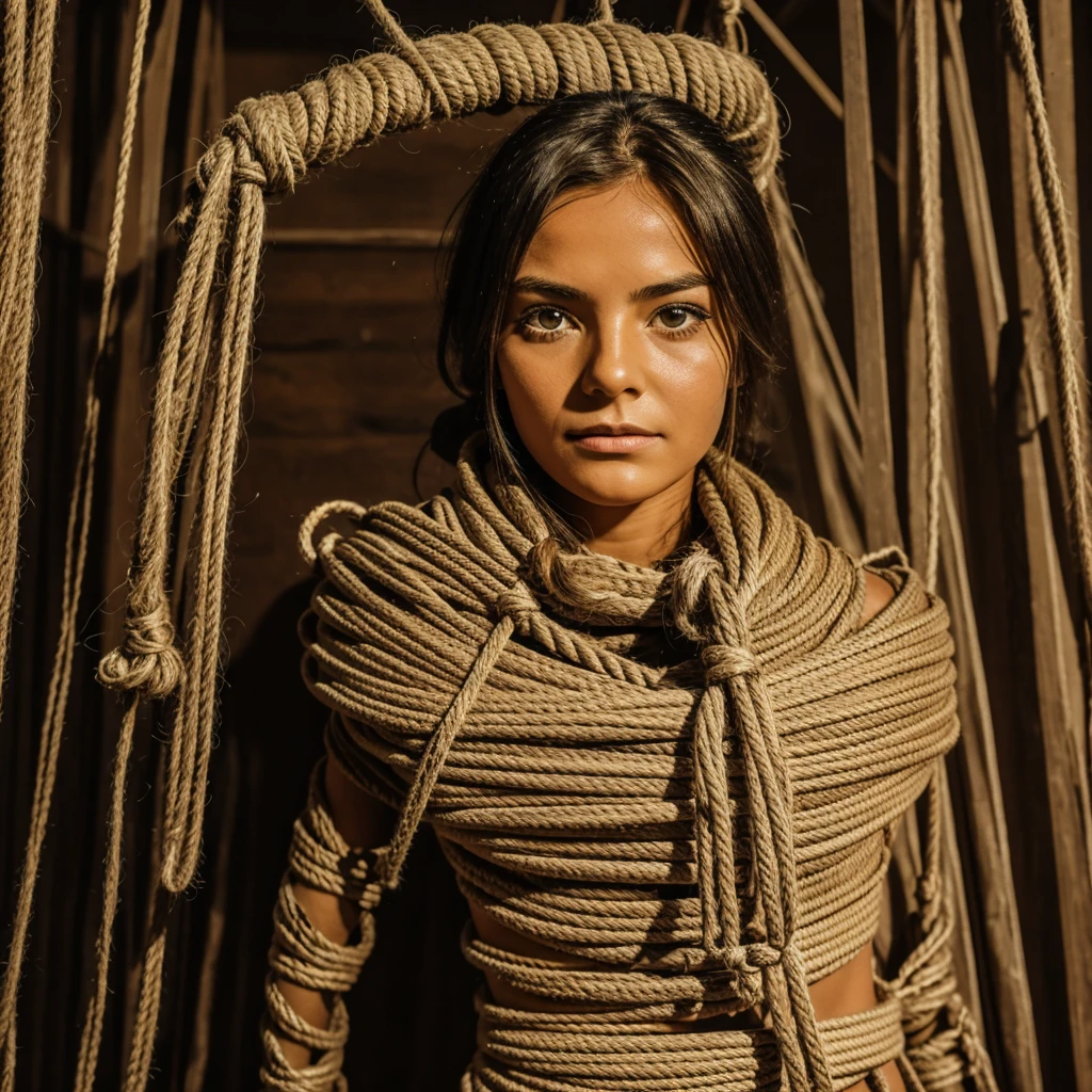 Girl mummified with rope