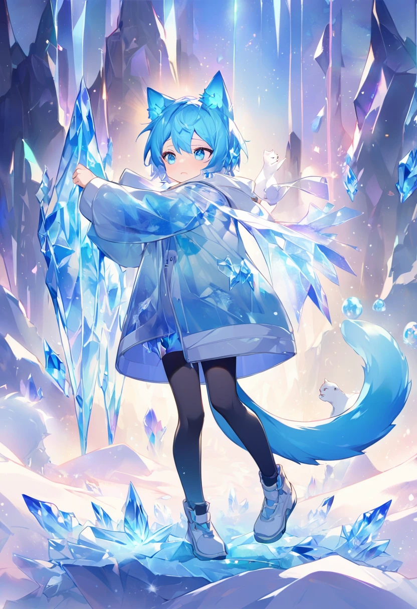 Little male cat,Boys,There is a dragon tail,Lovely,Thin,struggle,eternal,crystal,crystal化,蓝色crystal,Blue slime,脚变成crystal,手变成crystal,crystal蔓延脚,crystal脚,crystal手,illumination,freeze,freeze,脚被freeze,charming,Boys们 ,蓝色crystal脚,Wear tights,plastic,Full body portrait,Smooth,full-body tights,Thin,Blue gel coat