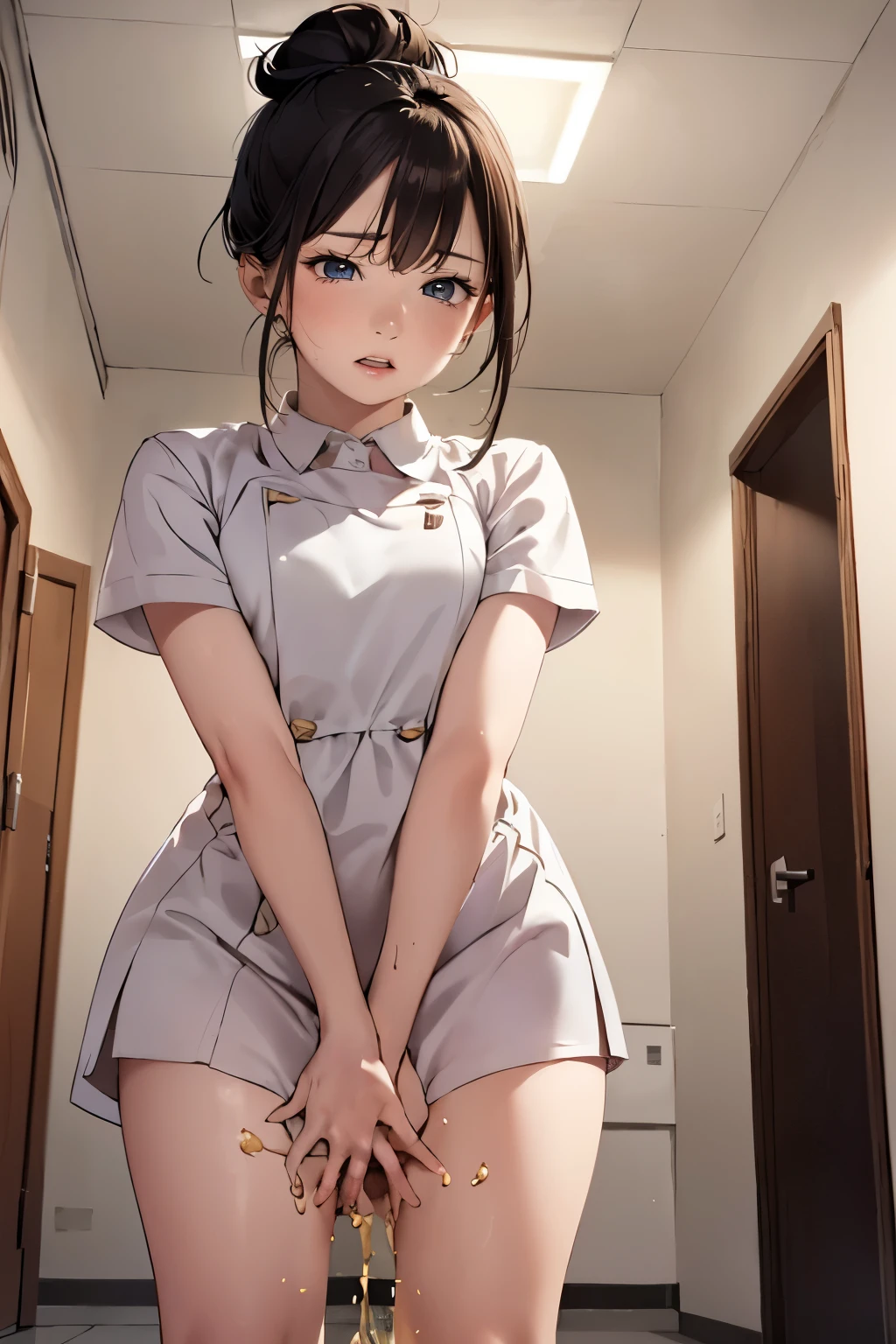 ((animations,Best Quality, ultra-detailliert, hight resolution)),1girl in, Nurse, Nurse Cap, Whiteware, ((White legwear, zettai ryouiki)), White Gloves, A dark-haired, braid hair, bob cuts, Blue eyes, Pink lips, Smile, Standing, ((Hospital Room)), sharp outline, Short sleeves, Best Quality, 【Not blurry,profetional lighting,Professional effects、(masutepiece: 1.3), (max resolution: 1.2),octanerender, Shallow depth of field,(in 8K、Raw photography、​masterpiece:1.4)、(Photorealsitic:1.37)、Shot with CineStill 800T、(Extreme top quality:1.3)、((depth of fields))、absurderes、(超A high resolution、extremery detailed CG、a picture、A hyper-realistic、ultra-detailliert、8KUHD、insanely detaileda、extremely detailed photo、hight resolution:1.5)】
